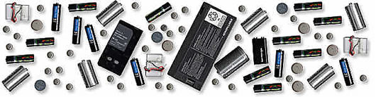Comparison chart of different battery types: rechargeable vs disposable primary batteries